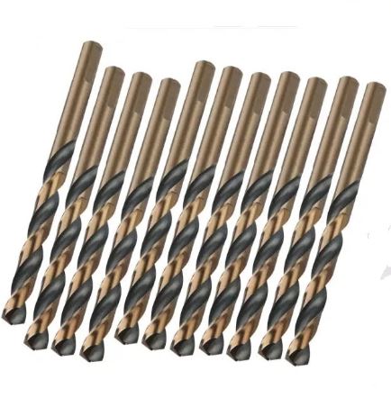 10pcs Black & Gold HSS Drill Bits (3.2 | 4 | 4.8 | 6 | 9.5 | 12.5mm) For Metal and Stainless Industrial Grade