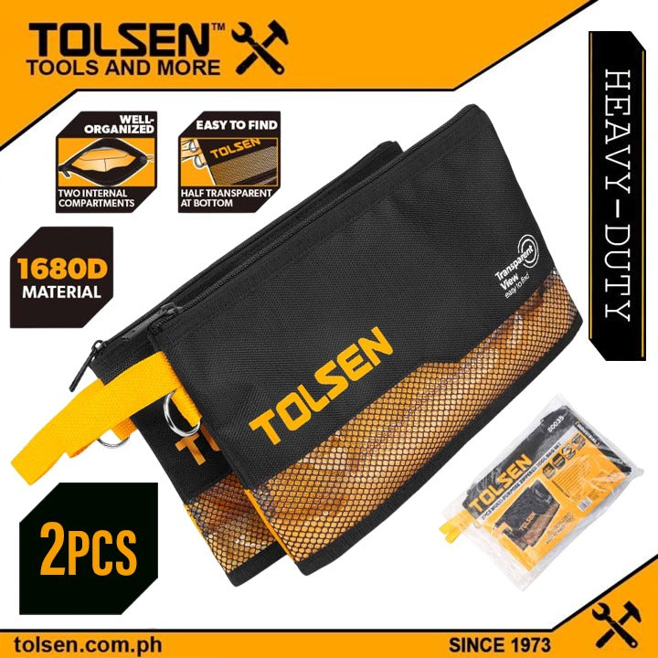 2pcs Multi Purpose Zippered Tool Bag Set (31x20x1cm) Half Transparent