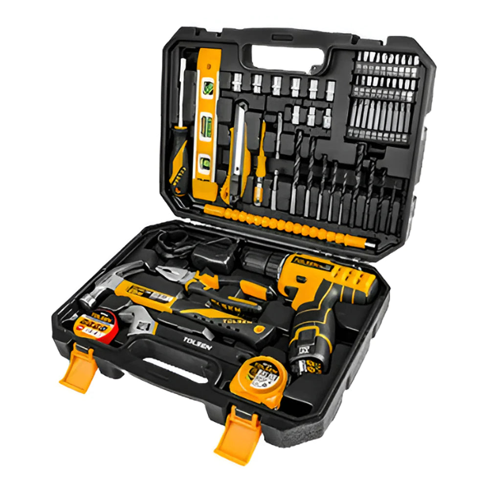 65PCS HOUSEHOLD TOOLS SET W/CORDLESS DRILL