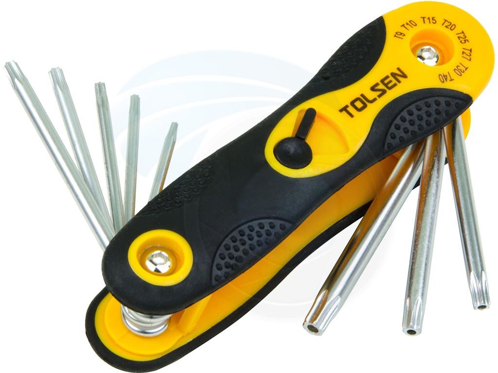 8Pcs Folding Torx Star Allen Hex Key Set (T9/T10/T15/T20/T25/T27/T30/T40) 20069