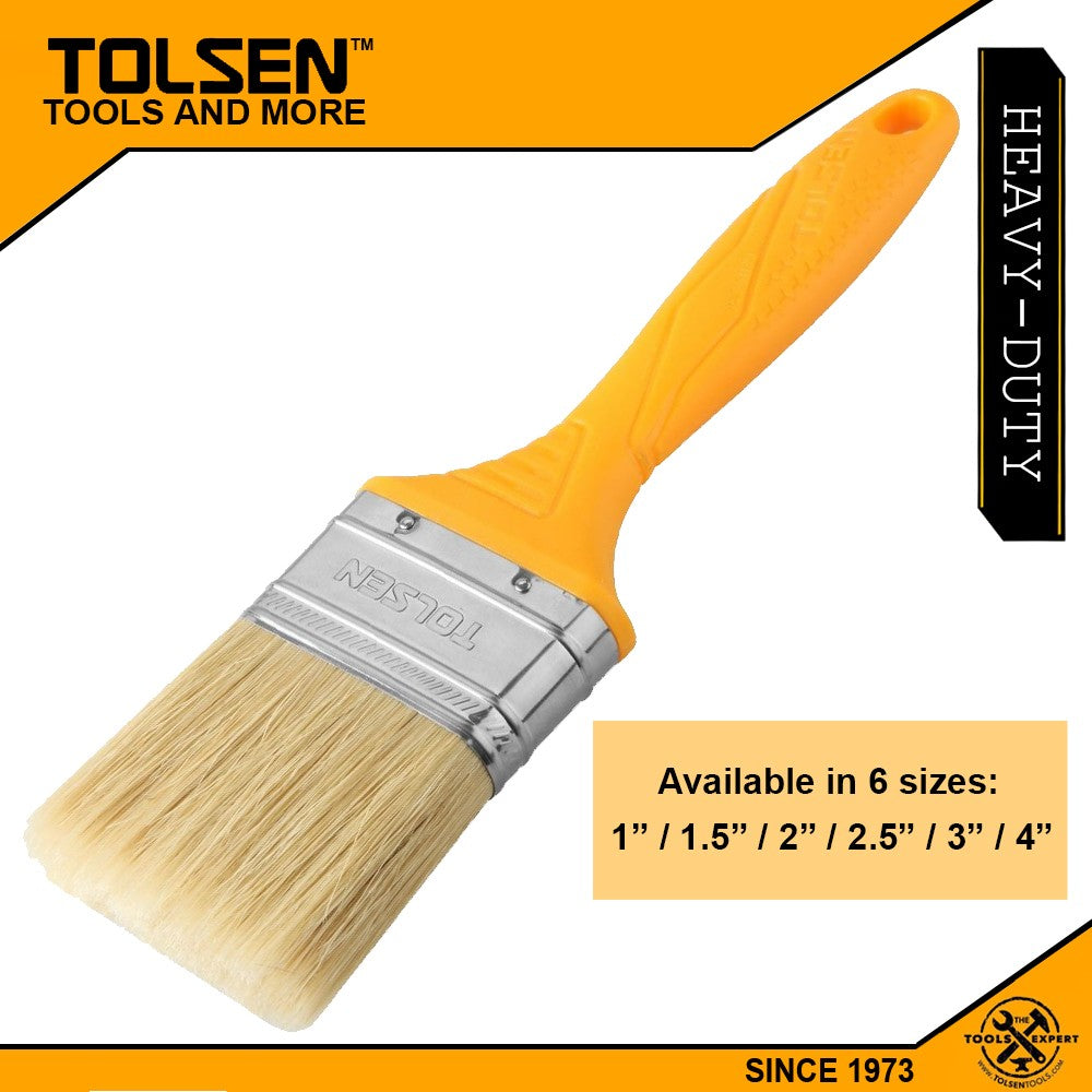 Industrial Paint Brush w/ Plastic Handle (1" | 1.5" | 2" | 2.5" | 3" | 4") PET & White Bristle
