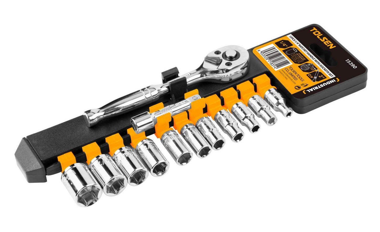 13PCS 1/4″RATCHET HANDLE WITH SAE SOCKETS SET