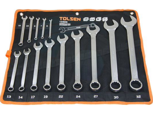 14Pcs Combination Spanner Set (6,7,8,10,12,13,14,17,19,22,24,27,30,32mm)