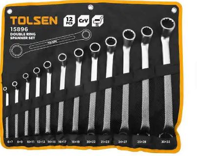 12Pcs Double Ring Spanner Set (6×7,8×9,10×11,12×13,14×15,16×17,18×19,20×22,21×23,24×27,25×28,30x32mm) 15896