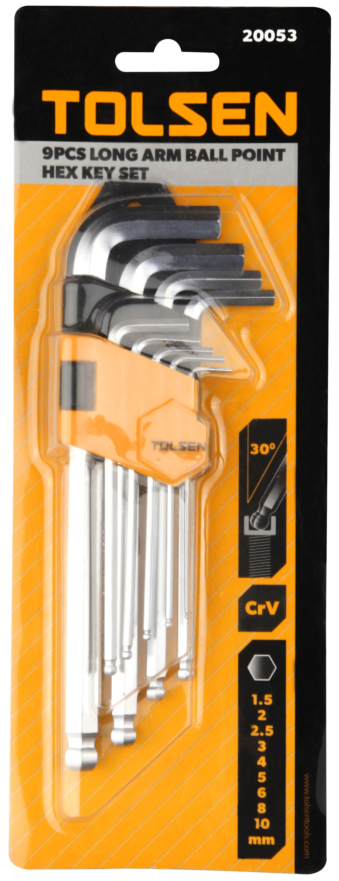 9PCS BALL POINT LONG ARM HEX KEY SET