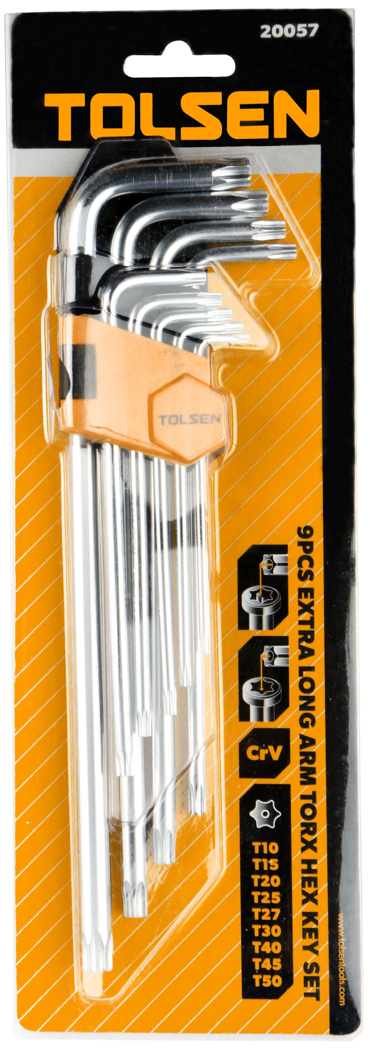 9PCS TORX EXTRA-LONG ARM HEX KEY SET