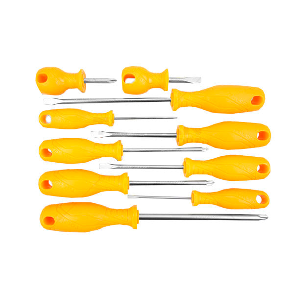 10pcs Screwdriver Set (SL3.0 , PH0 x 75mm | SL5.5 , PH1 x 100mm | SL6.5 , PH2 x 100mm | SL8.0 , PH3 x 150mm | SL6.5 , PH2 x 38mm) Anti Slip Function