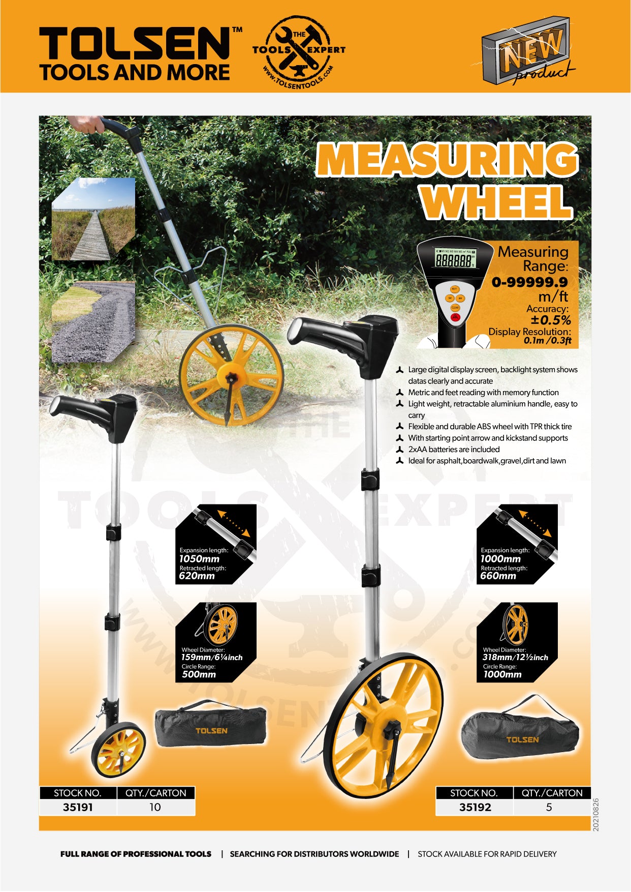 INDUSTRIAL MEASURING WHEEL WITH WATERPROOF CASE (159mm/318mm)