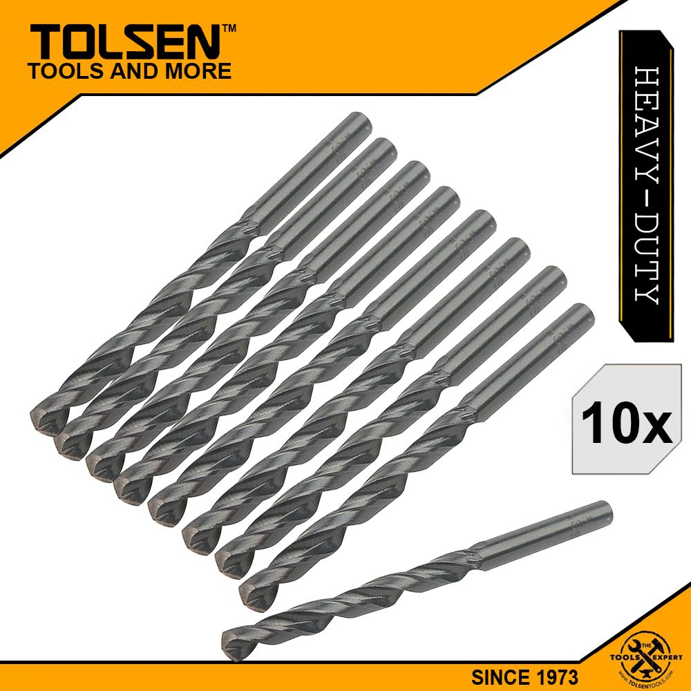 Tolsen 10pcs HSS Twist Drill Bit (1 | 2 | 4.8 | 5.5 | 7 | 7.5 | 8.5 | 9 | 10.5 | 11 | 11.5 | 12 | 13 | 14 | 16mm) For Metal