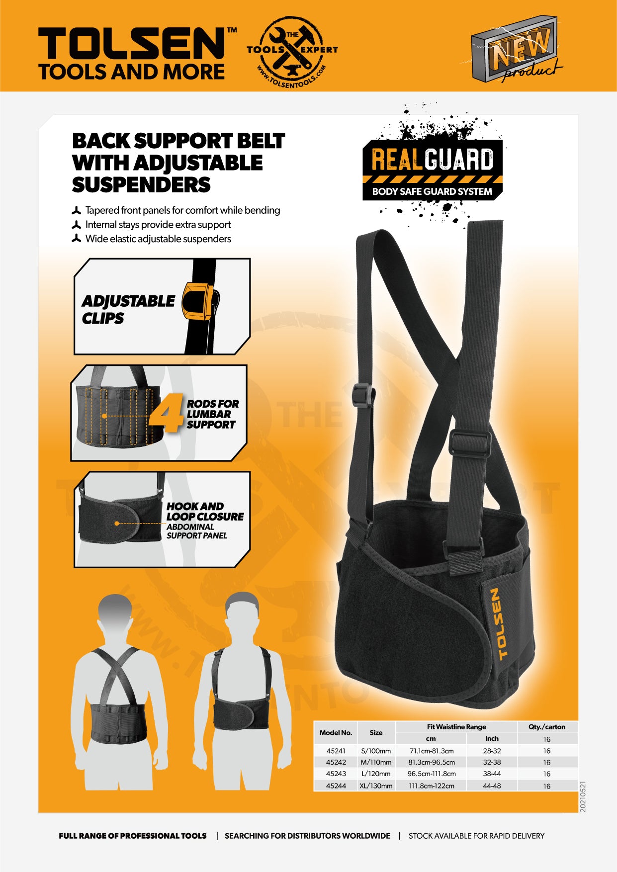 BACK SUPPORT BELT WITH ADJUSTABLE SUSPENDERS S-XL