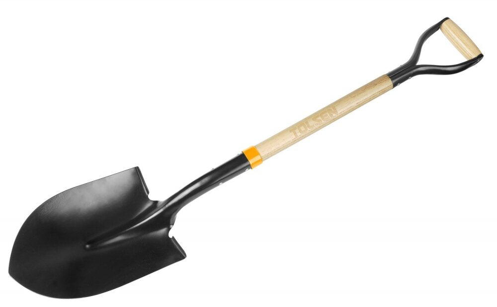 STEEL SHOVEL IN WOODEN HOLE HANDLE
