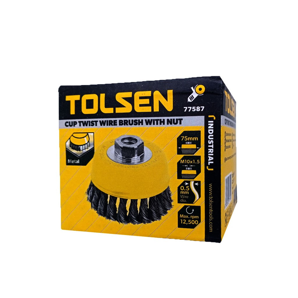 Industrial Cup Twist Wire Brush with Nut (75mm | 100mm | 125mm - M10 | M14)