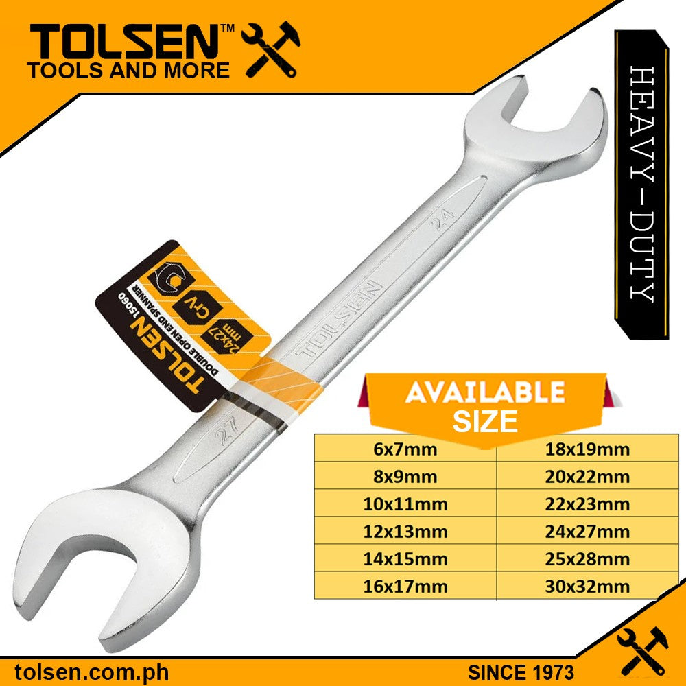 Tolsen Heavy Duty Double Open End Spanner Wrench (Metric 6 to 32mm ) Cr-V