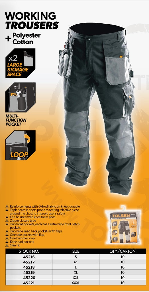 Working Trousers w/ Oxford Fabric ( S | M | L | XL | XXL | XXXL) Polyester + Cotton