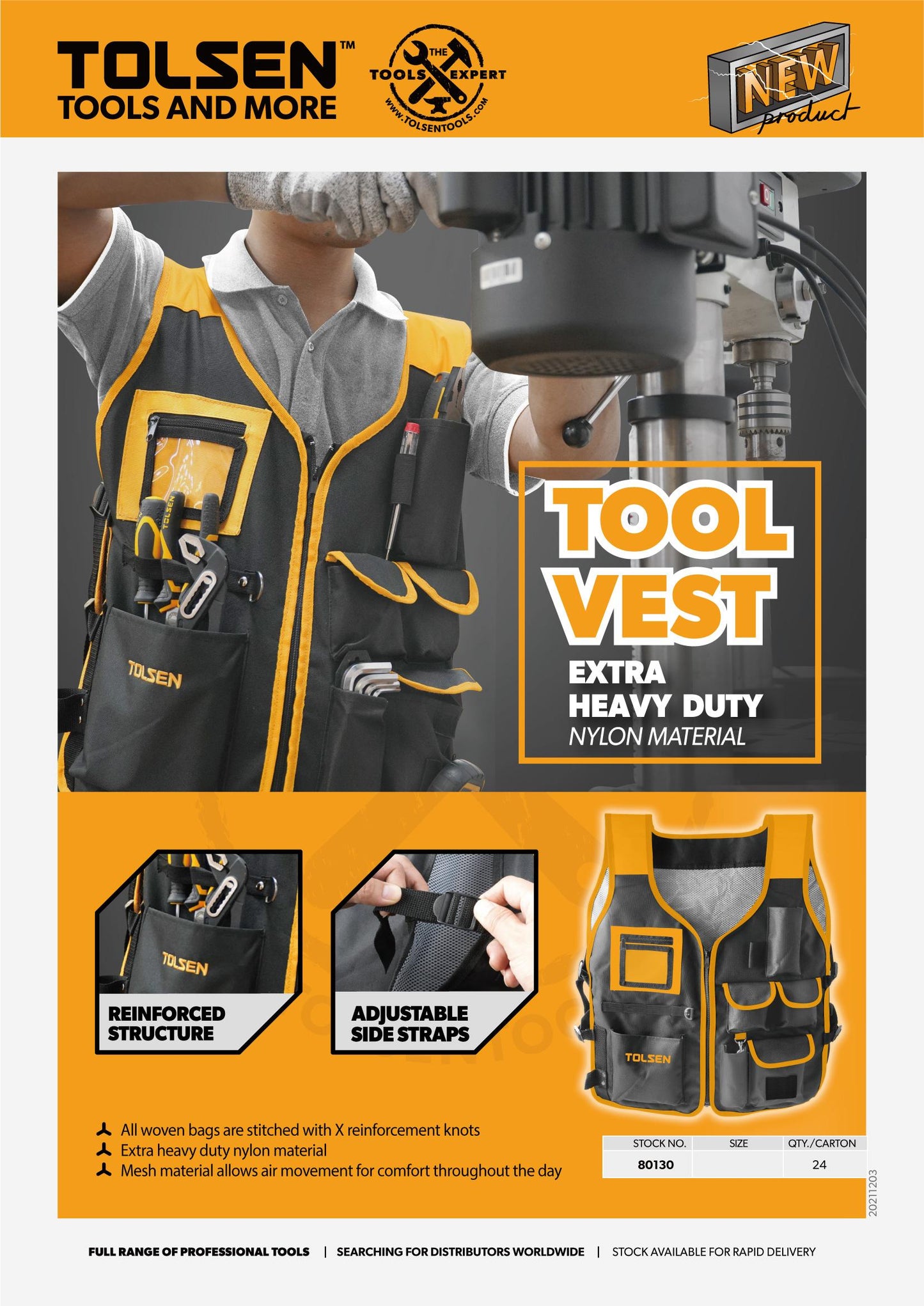 Heavy Duty Tool Vest (Universal Size) For Carrying Tools
