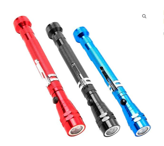 Aluminum 3-LED Telescopic Pick Up Tool with 2 Magnet (Blue | Red | Black)