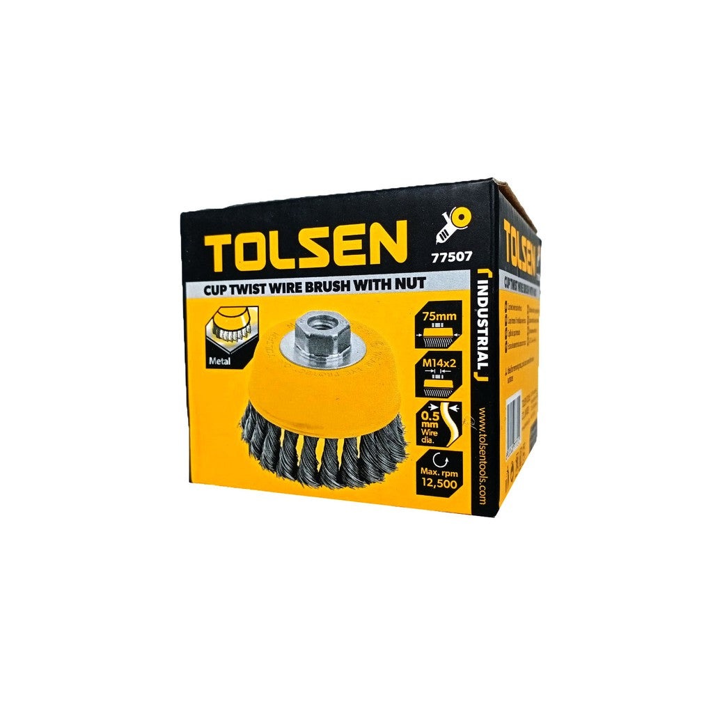 Industrial Cup Twist Wire Brush with Nut (75mm | 100mm | 125mm - M10 | M14)