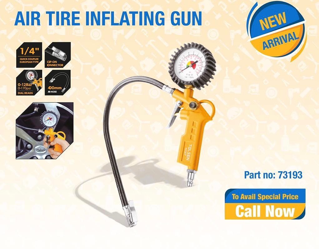 Air Tire Inflating Gun Clip On (40cm) Pistol Grip 73193
