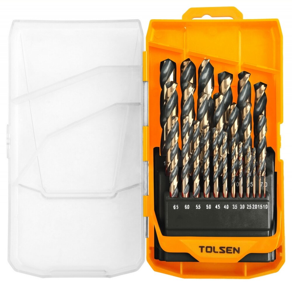 INDUSTRIAL 25PCS BLACK & GOLD HSS STRAIGHT SHANK DRILL BITS SET (1-13mm)