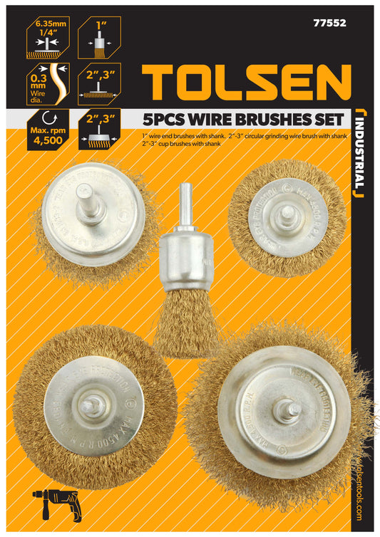 INDUSTRIAL 5PCS WIRE BRUSH SET