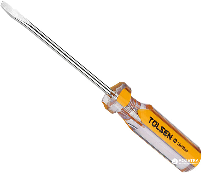 Tolsen Screwdriver Flat (4X100mm) 20017 Cr-V Transparent PVC handle