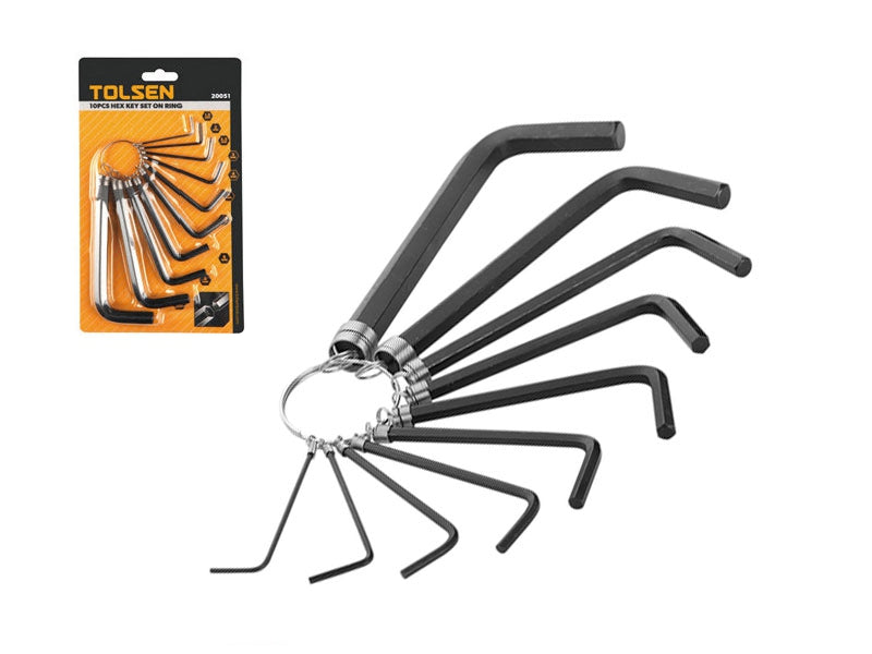 10PCS HEX KEY SET ON RING