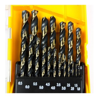 INDUSTRIAL 19PCS BLACK & GOLD HSS TWIST DRILL BITS SET