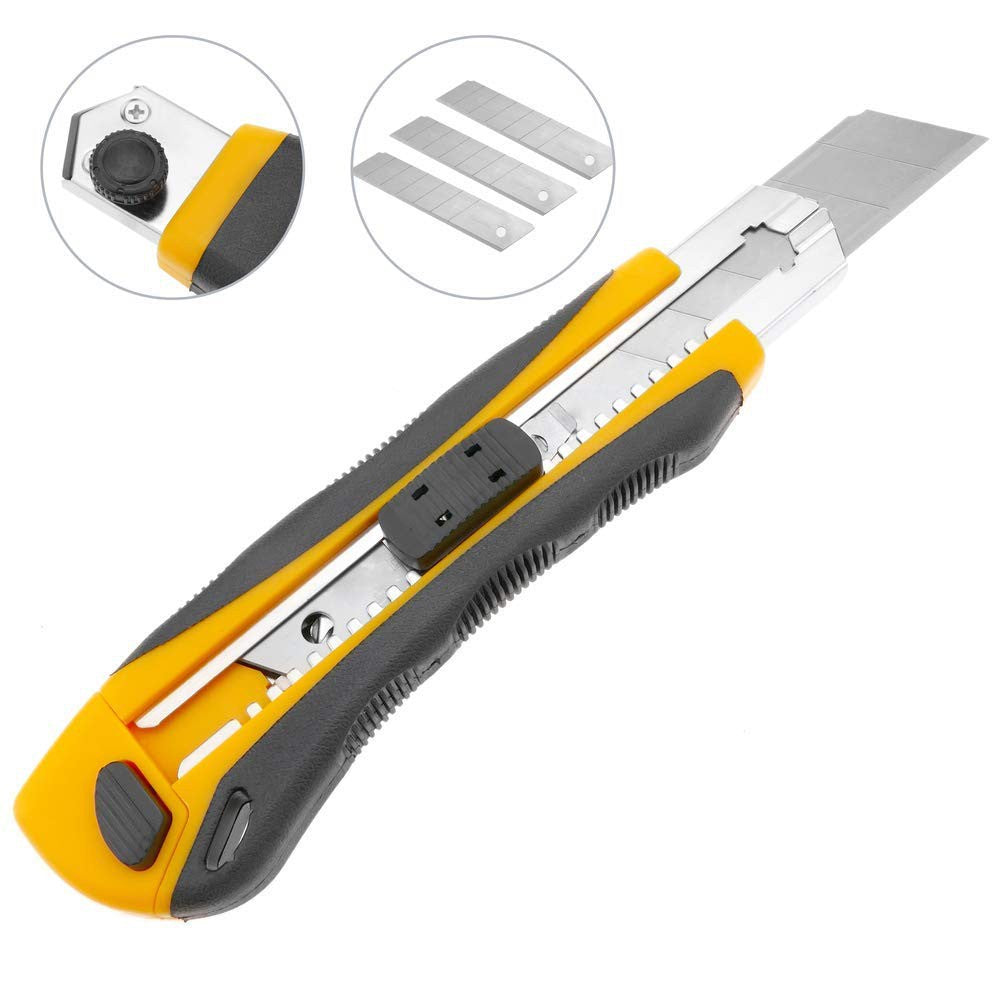 Snap-off Blade Cutter Knife w/ Free 3 Blade (25x140mm) ABS+TPR Handle 30016