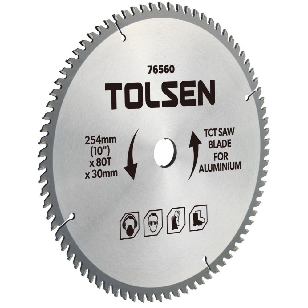 Tolsen Circular Saw Blade (10" x 30mm x 80T 100T) For Aluminum Cutting