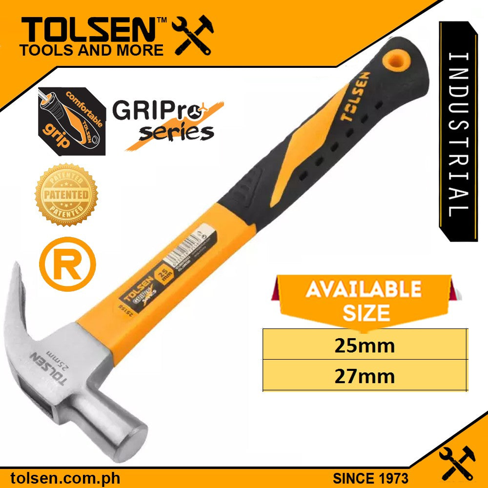 British Type Claw Hammer (25mm | 27mm) GriPro Series Fiberglass Handle