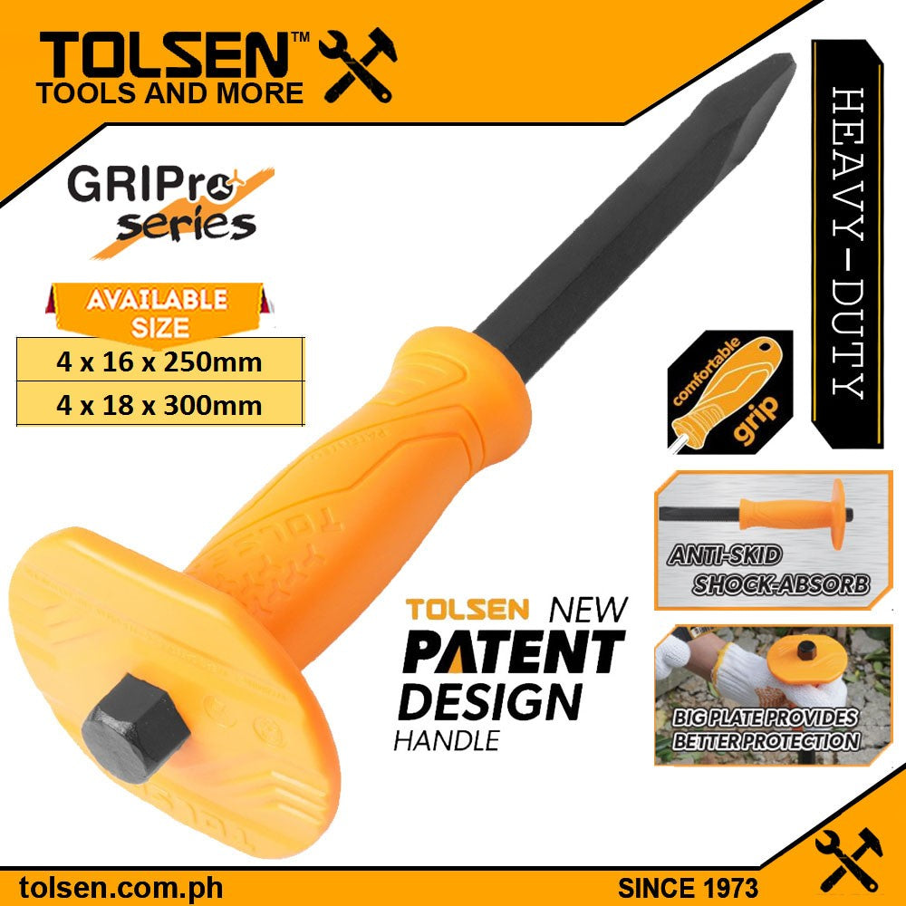 Big Plate Pointed Cold Chisel (4x18x250mm | 4x18x300mm) Soft Handguard