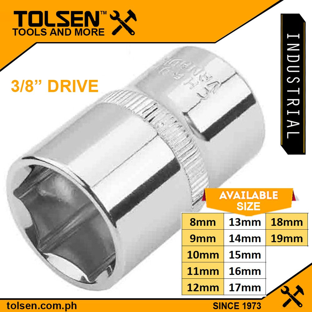 Industrial Grade Socket Wrench 3/8" Drive Cr-V (8 to 19mm)