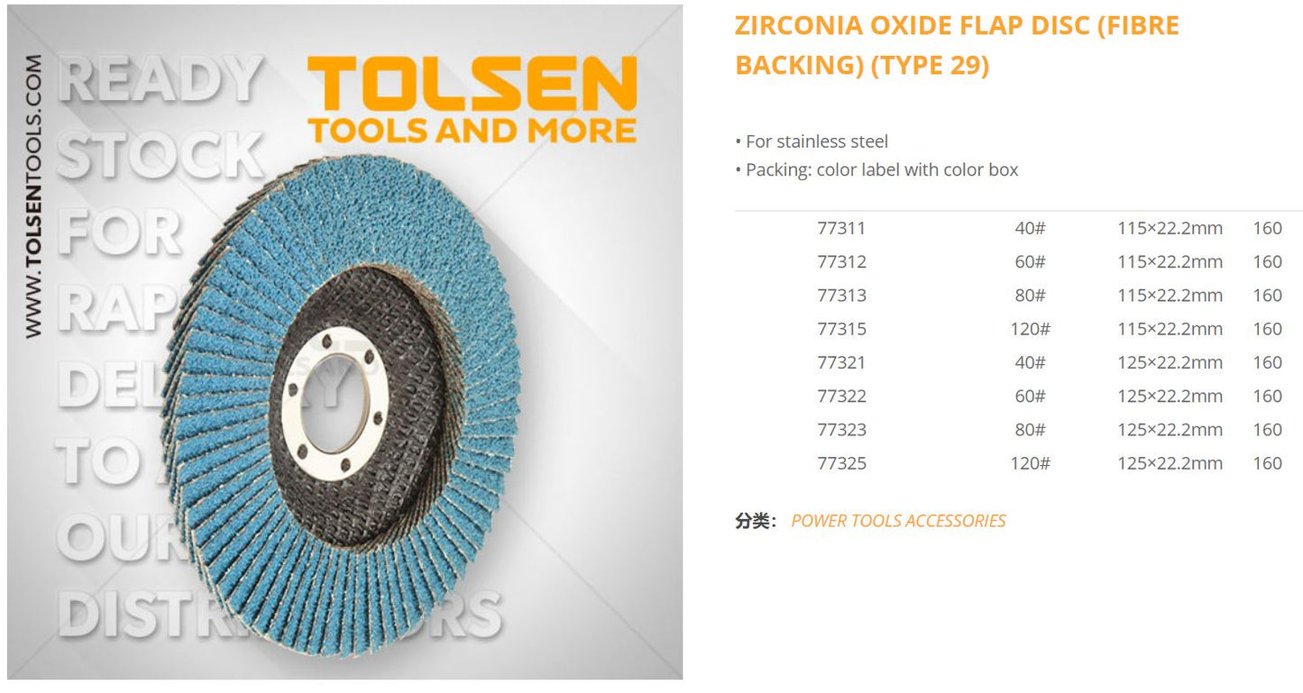 Zirconia Oxide Flap Disc (4" | 4.5" | 5" , Grit : 40 | 60 | 80 | 120) For Stainless Steel