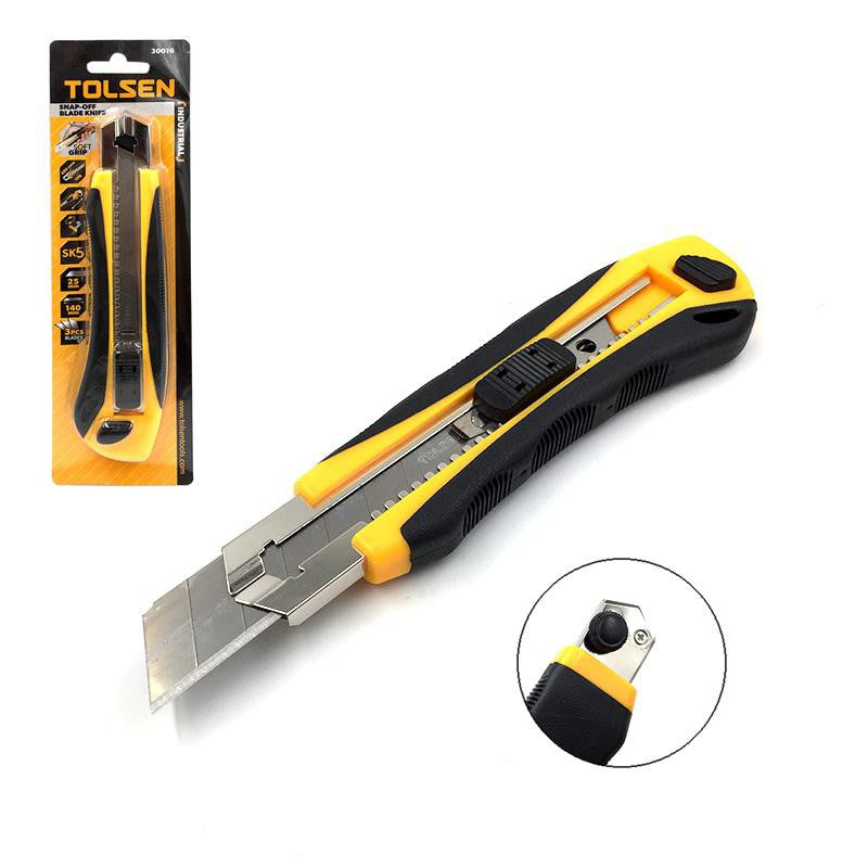 Snap-off Blade Cutter Knife w/ Free 3 Blade (25x140mm) ABS+TPR Handle 30016