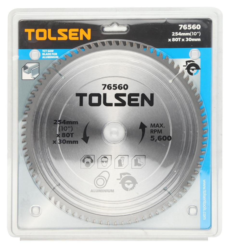 Tolsen Circular Saw Blade (10" x 30mm x 80T 100T) For Aluminum Cutting