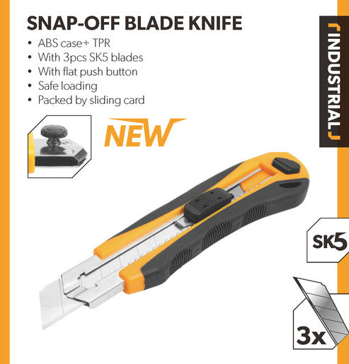 Snap-off Blade Cutter Knife w/ Free 3 Blade (25x140mm) ABS+TPR Handle 30016
