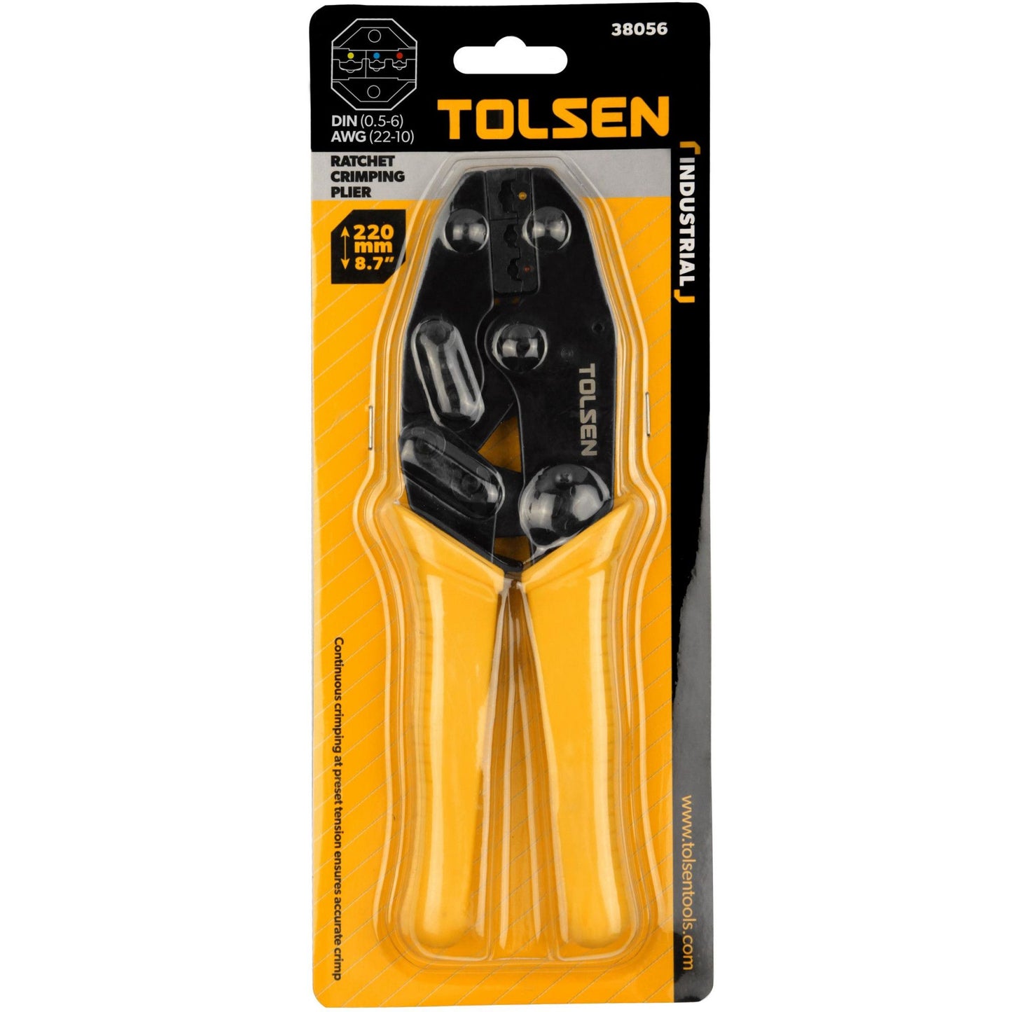 INDUSTRIAL RATCHET CRIMPING PLIERS (8.7")