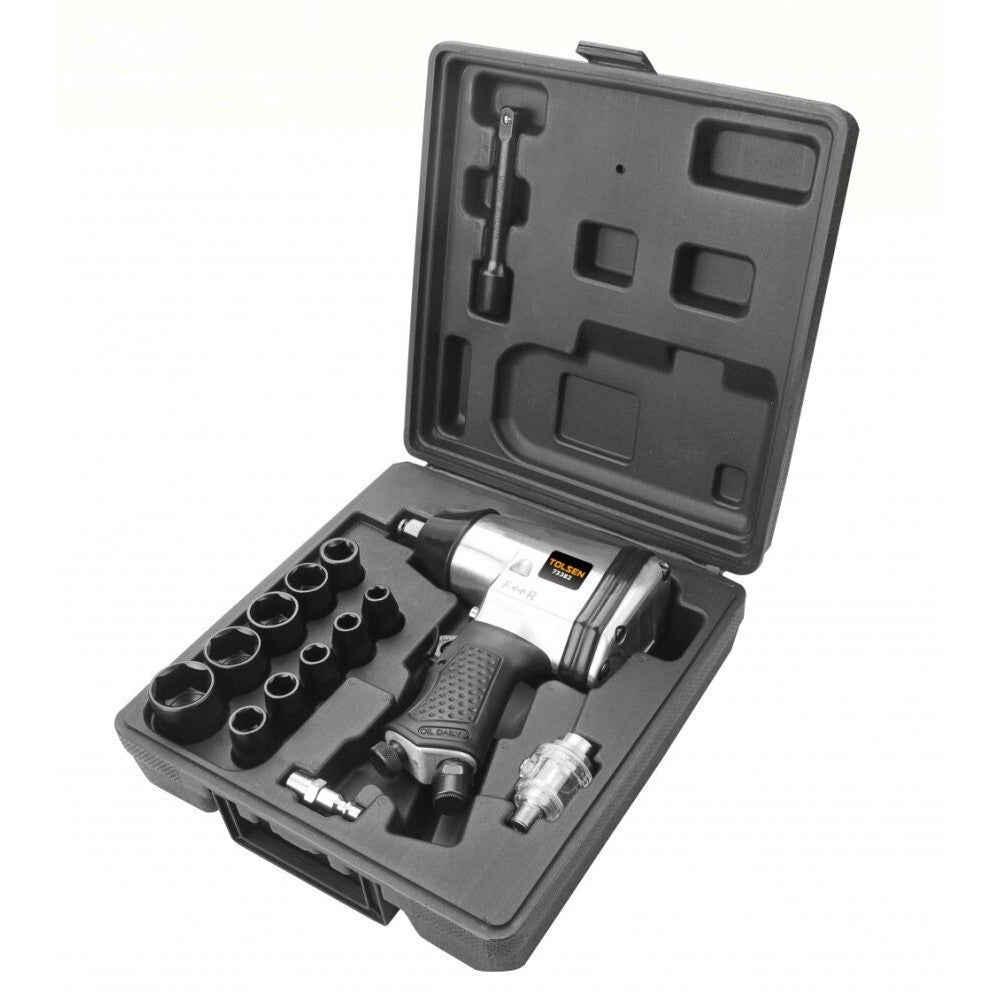 17pcs 1/2  Drive Air Impact Wrench Kit w/ Case (340Nm Torque) 73382 AirXT Series For Air Compressor