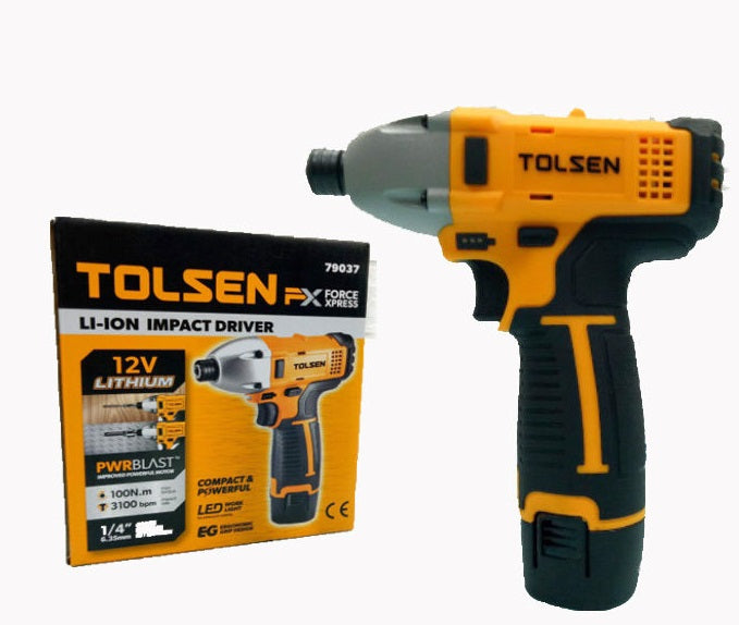 LI ON Impact Drill Soft Grip Handle 12V 79037 Tolsen Tools