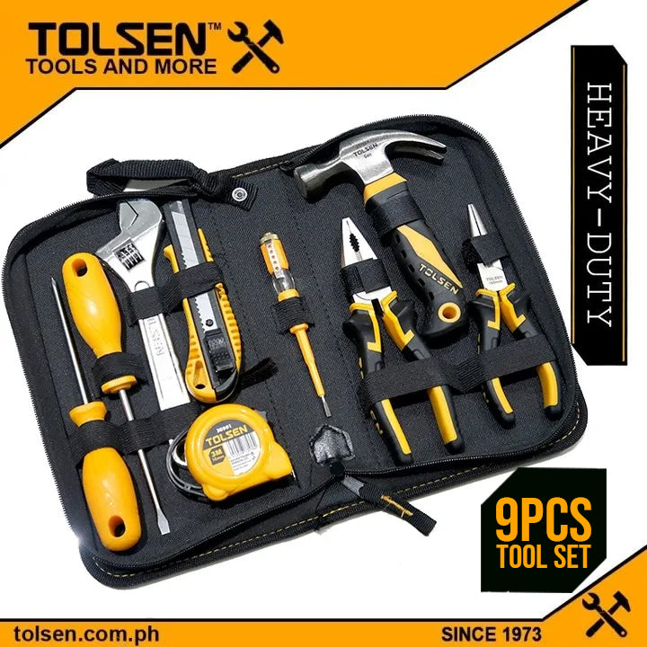 Tolsen 9PCS Hand Tools Set w/ Canvas Bag 85300