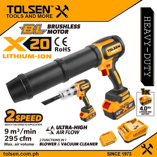 Tolsen 20V Brushless Cordless Turbo Jet Fan Blower w/ Battery & Charger (4.0Ah) X20 Series 96536