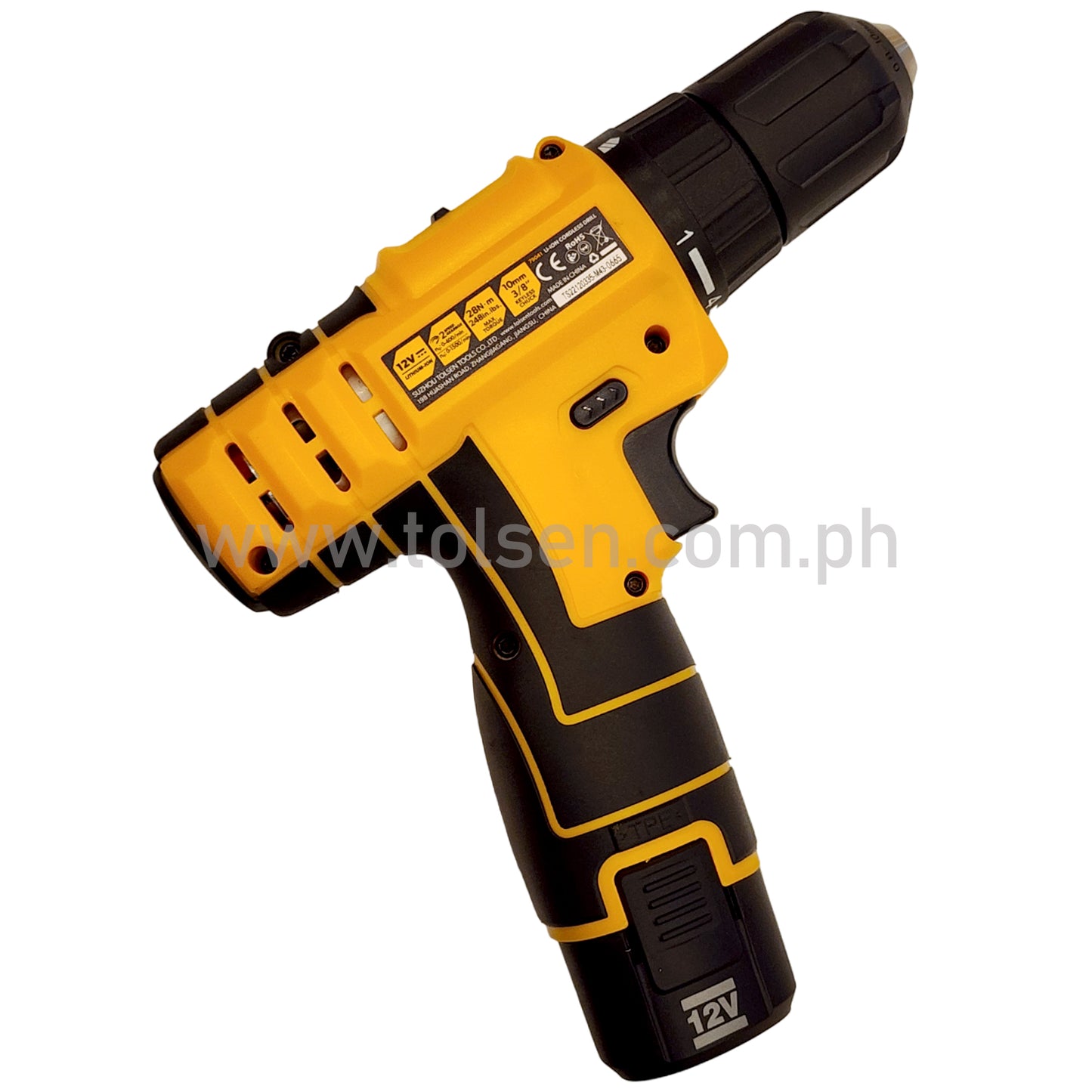 Tolsen Lithium Cordless Drill w/ LED Worklight (12V) Soft Grip Handle FX Series