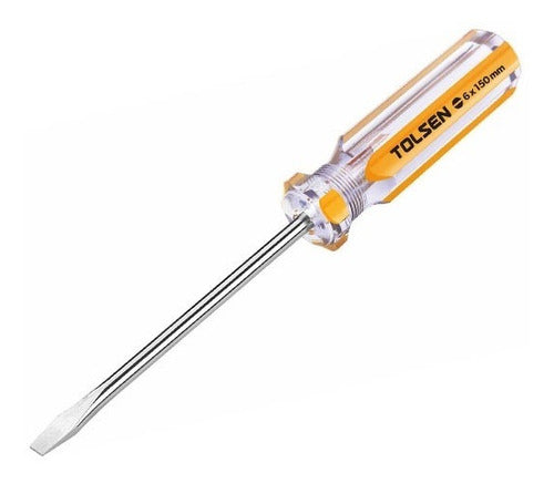 Tolsen Screwdriver Flat (5X100mm) 20018 Transparent PVC handle