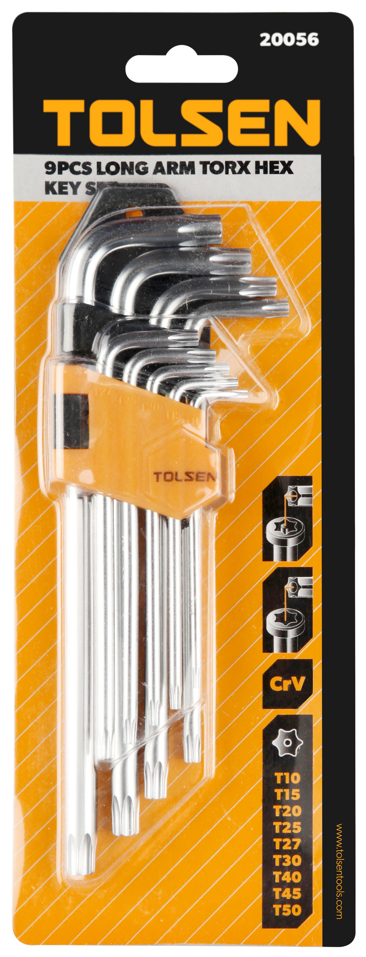 9PCS TORX LONG ARM HEX KEY SET