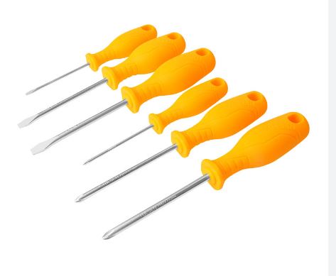 6pcs Screwdriver Set (SL3 , PH0 x 75mm | SL5.5 , PH1 x 100mm | SL6.5 , PH2 x 100mm) Anti Slip Function