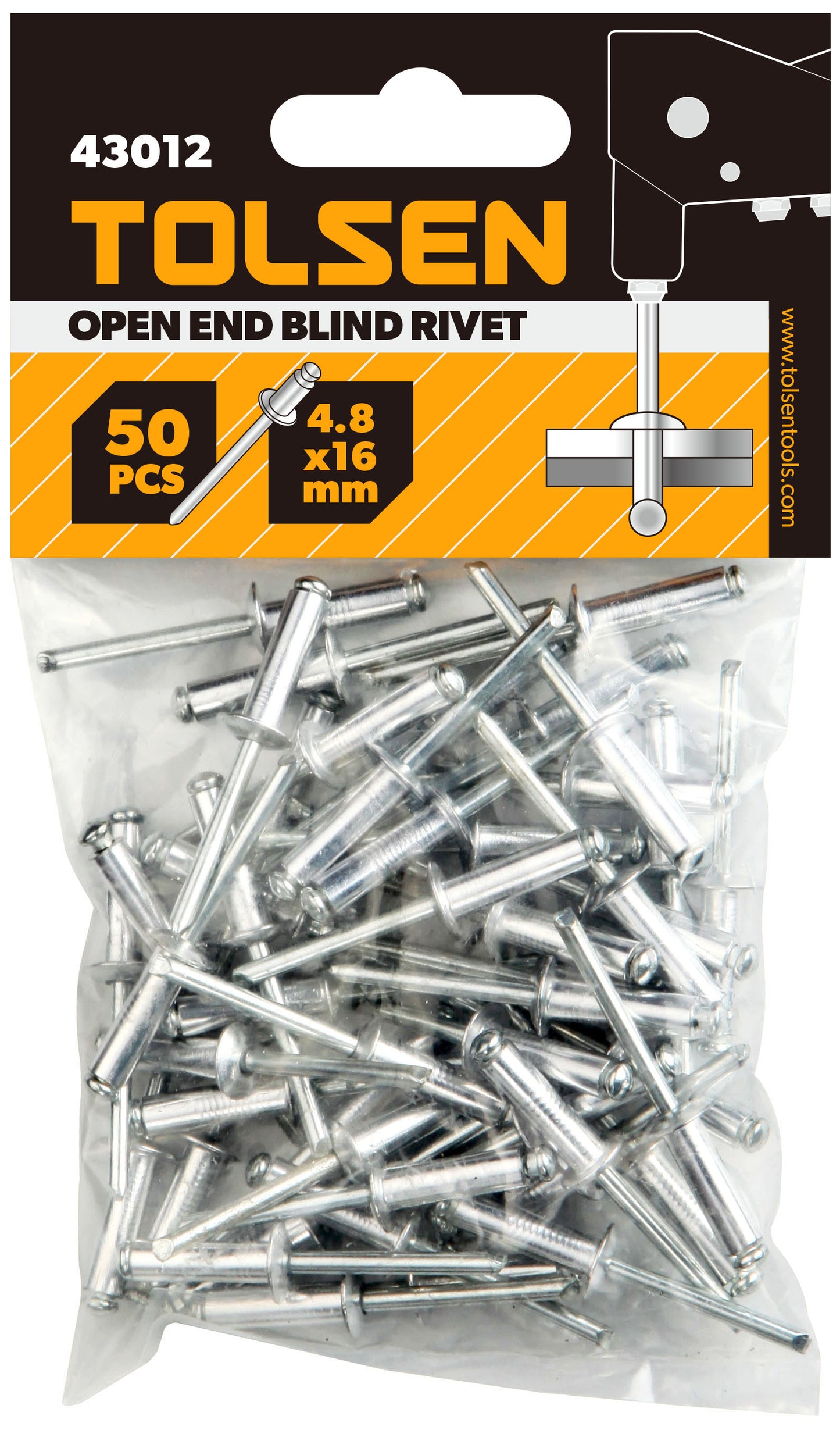 50PCS OPEN END BLIND RIVET (ALL SIZE 2.4mm to 4.8mm)