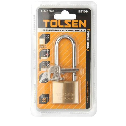 Industrial Long Shackle Brass Padlock Rust Proof with 2/ Keys (30mm | 40mm) Lock Plus