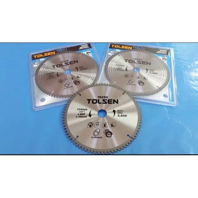 Tolsen Circular Saw Blade (10" x 30mm x 80T  100T) For Aluminum Cutting