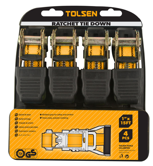 INDUSTRIAL 4PCS RATCHET TIE DOWN SET