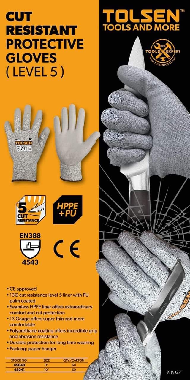 Industrial Cut Resistance Protective Gloves (9" | 10") Level 5 Protection